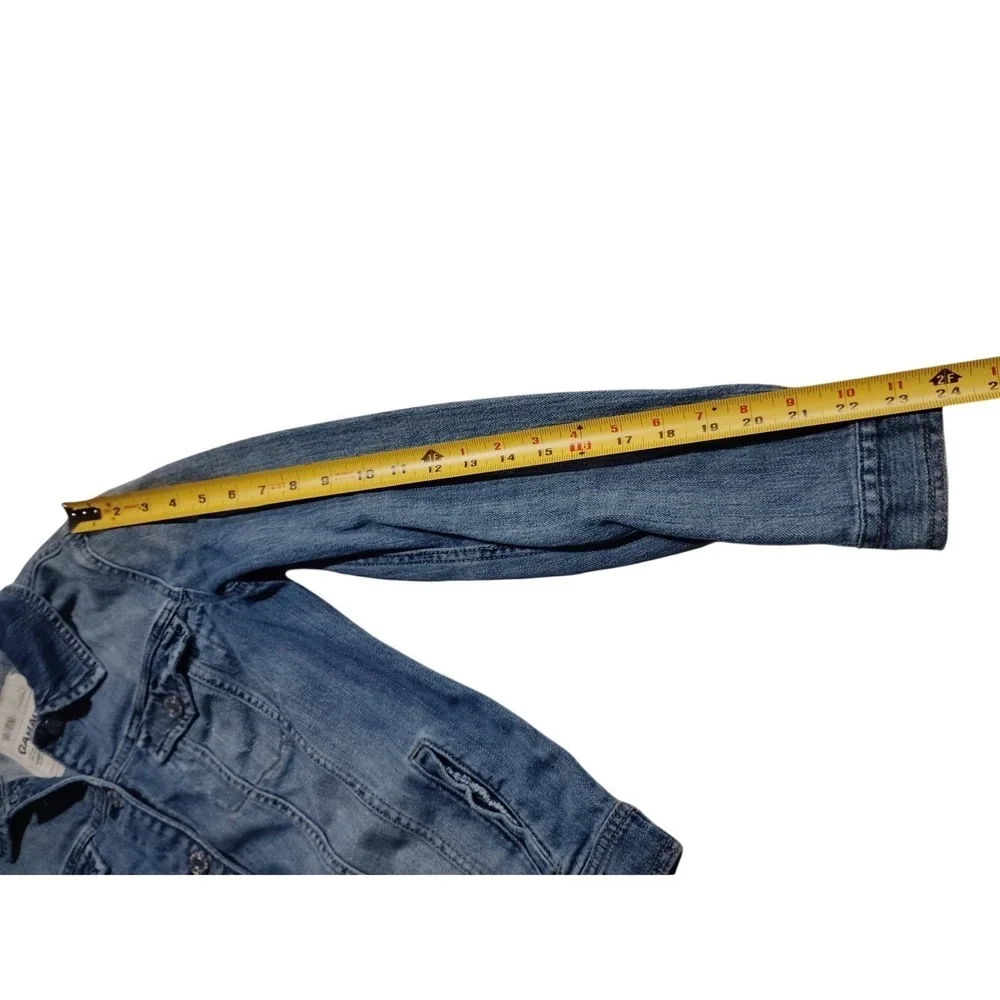 Garage Girlfriend Denim Jacket Womens Small Medium Wash Blue‎ Stretch Jean Coat